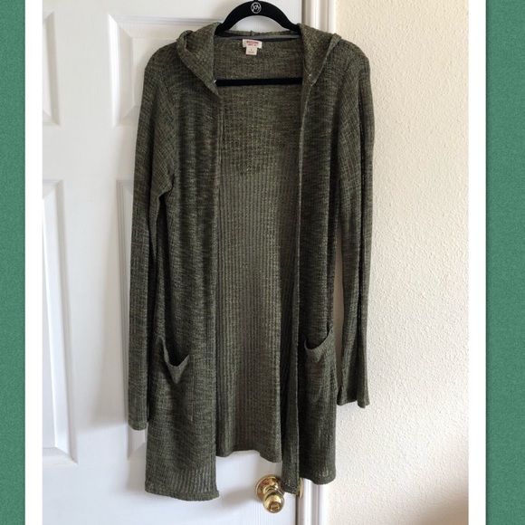 green hooded cardigan